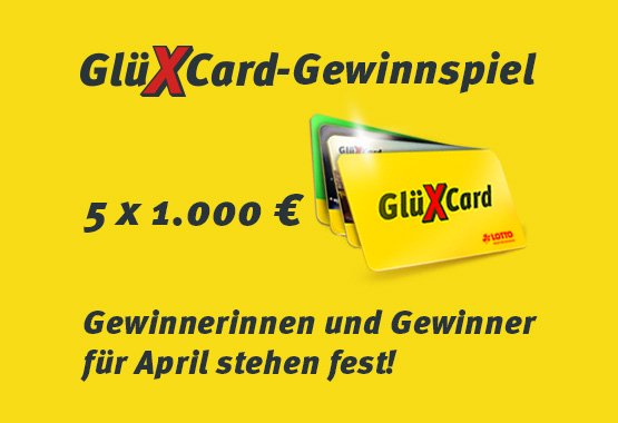 Glückscard-Gewinnspiel 5 x 1.000 €. Gewinner für April stehen fest