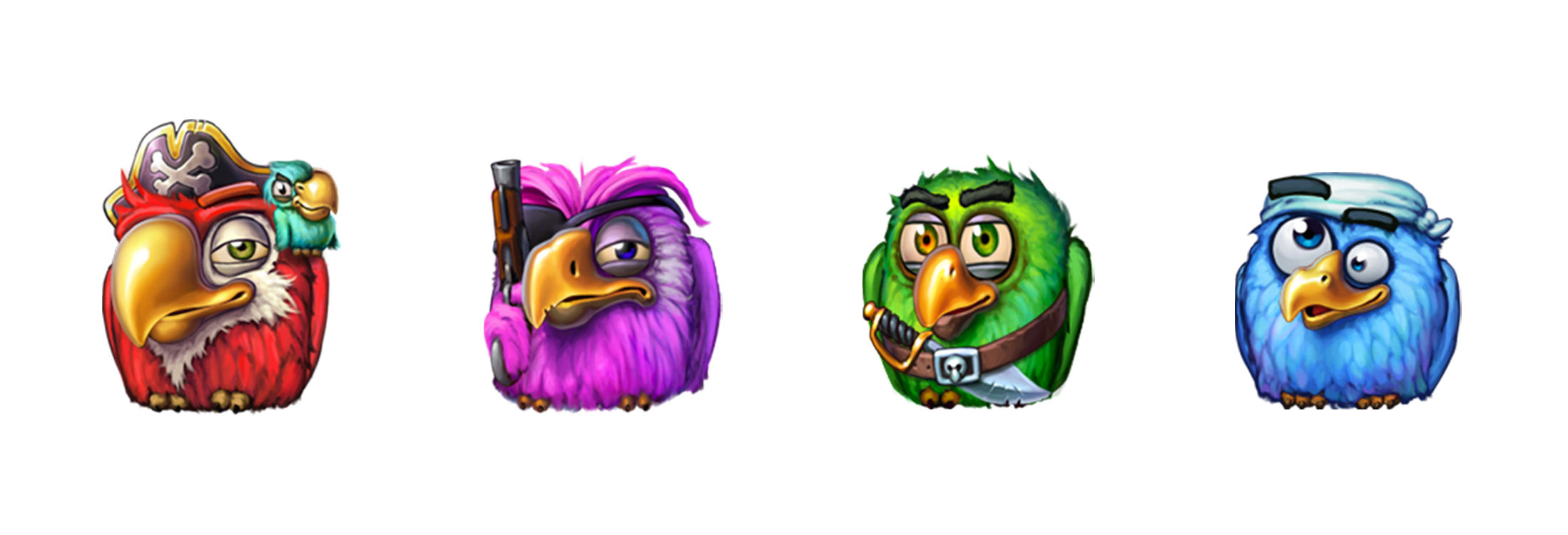 Papageipiraten-Symbole des Online Slots Pirots