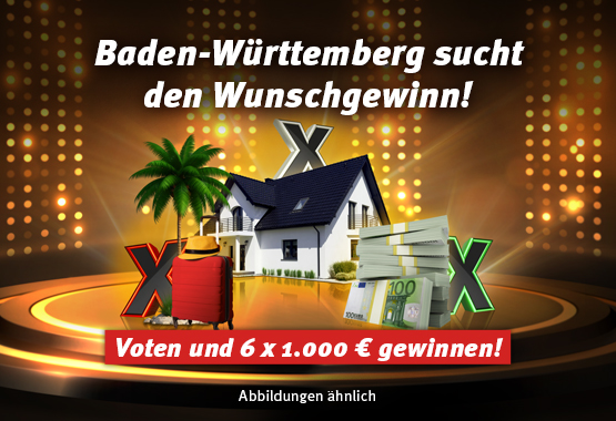 Voting-Aktion: Wunschgewinn wählen und 6 ×1000 € gewinnen.