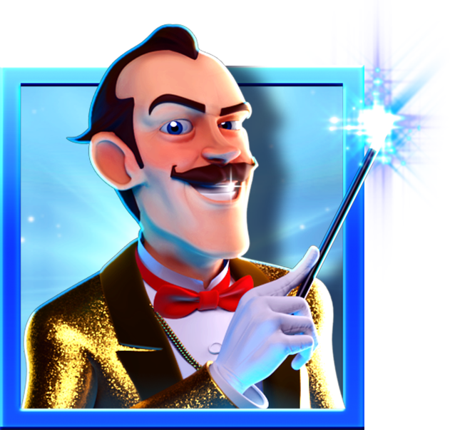 Magier mit Zauberstab als Spielcharakter.