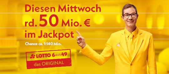 Rund 50 Millionen Euro Jackpot bei LOTTO 6aus49.