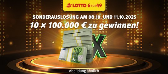 Ihr Wunschgewinn 2025: 10 x 100.000 Euro in bar