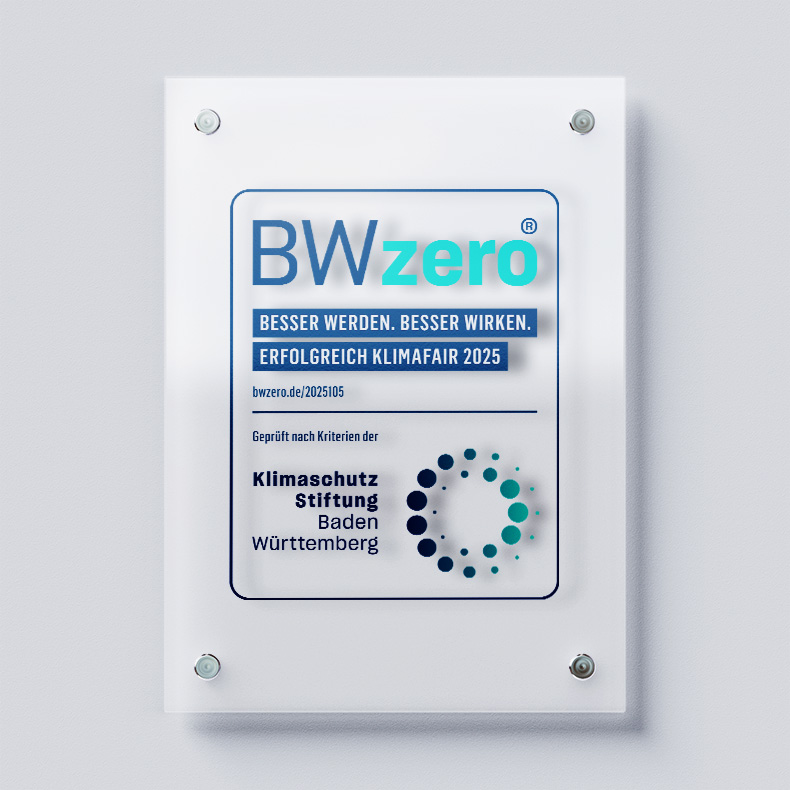 Zertifikat BWzero der Klimaschutzstiftung Baden-Württemberg