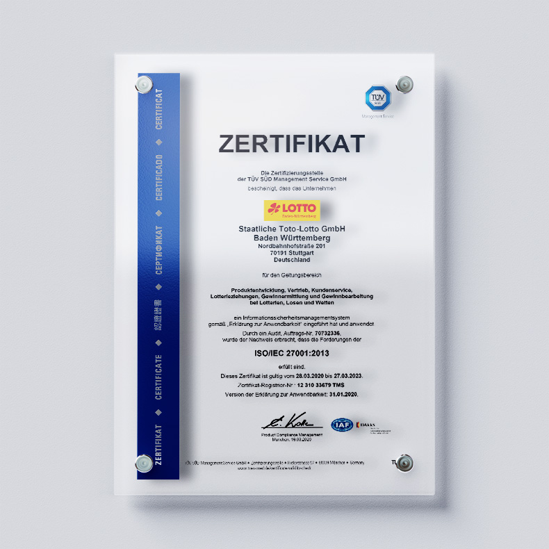 TÜV Süd Zertifikat