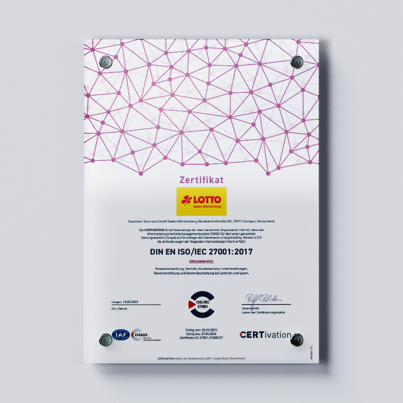 Certivation Zertifikat ISO/IEC 27001:2017